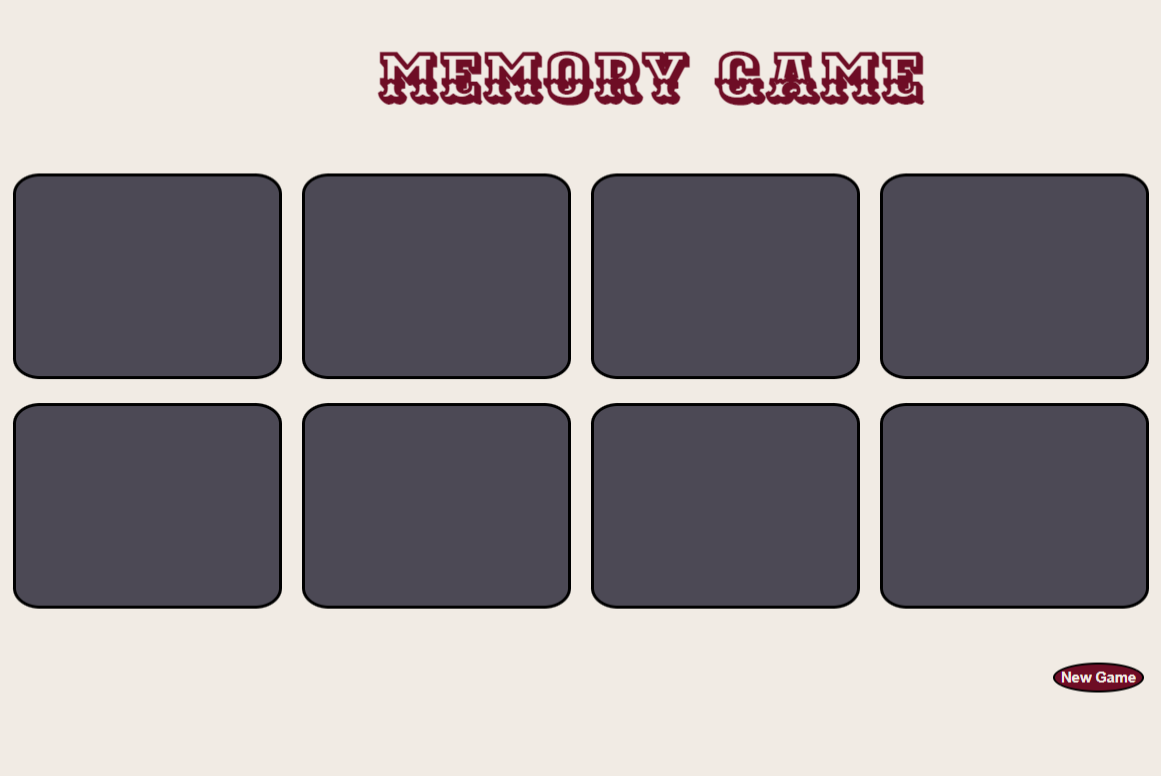 Memory game screenshot
